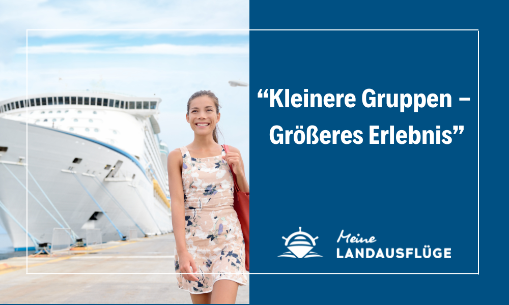 Frau vor Schiff auf dem Weg zu einem Landgang